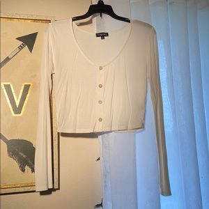 long sleeve white crop top